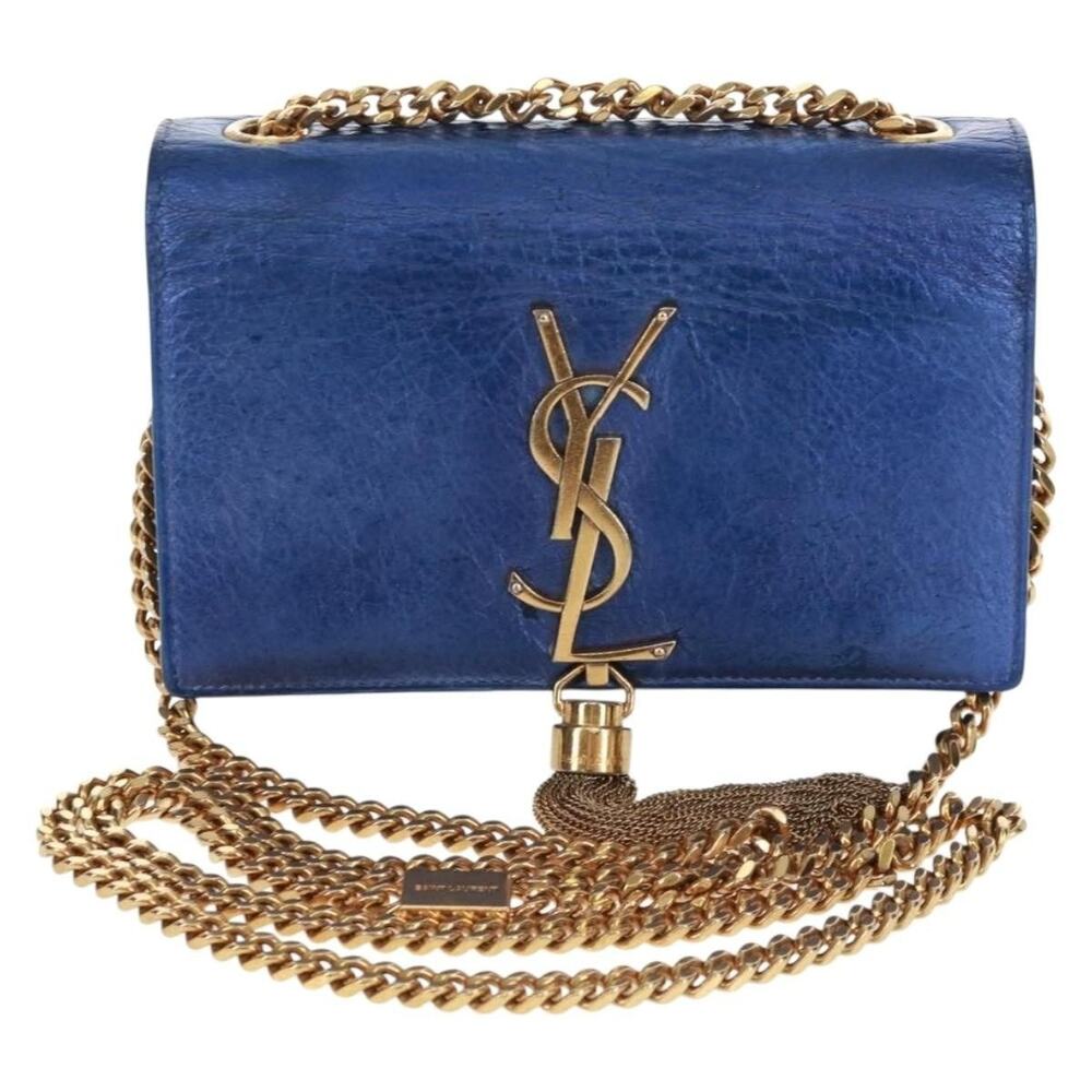 Saint Laurent Leather Chain Kate Shoulder Bag Blue
